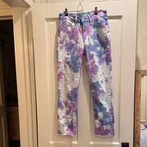 Levi's Women's Straight Leg Tie-Dye Jeans - Purple and Blue